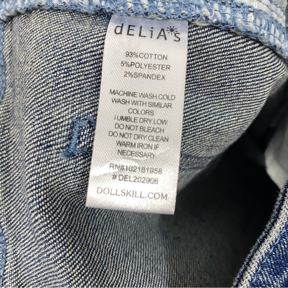 dELiA*s Juniors Flare Jeans Size Small 28x33 Boho Raw Hem High Rise Y2K Blue - Picture 5 of 8